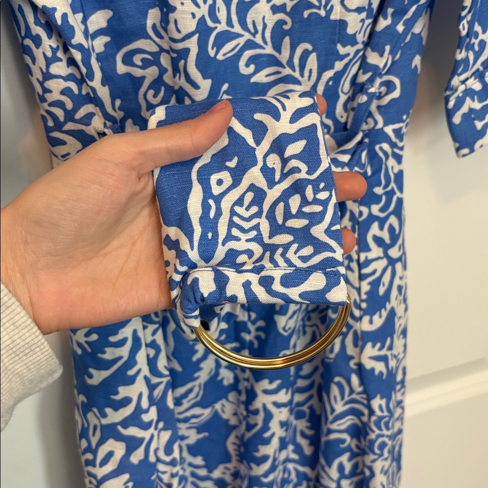 Zara Blue and White Floral Midi Dress - Picture 10 of 10